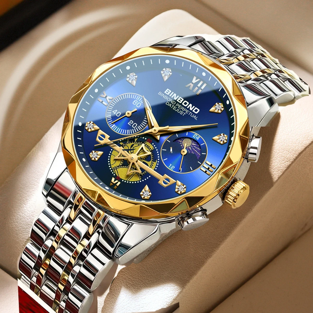 Luxury Watch For Men Stainless Steel Waterproof Business Sport Wristwatches- Blue