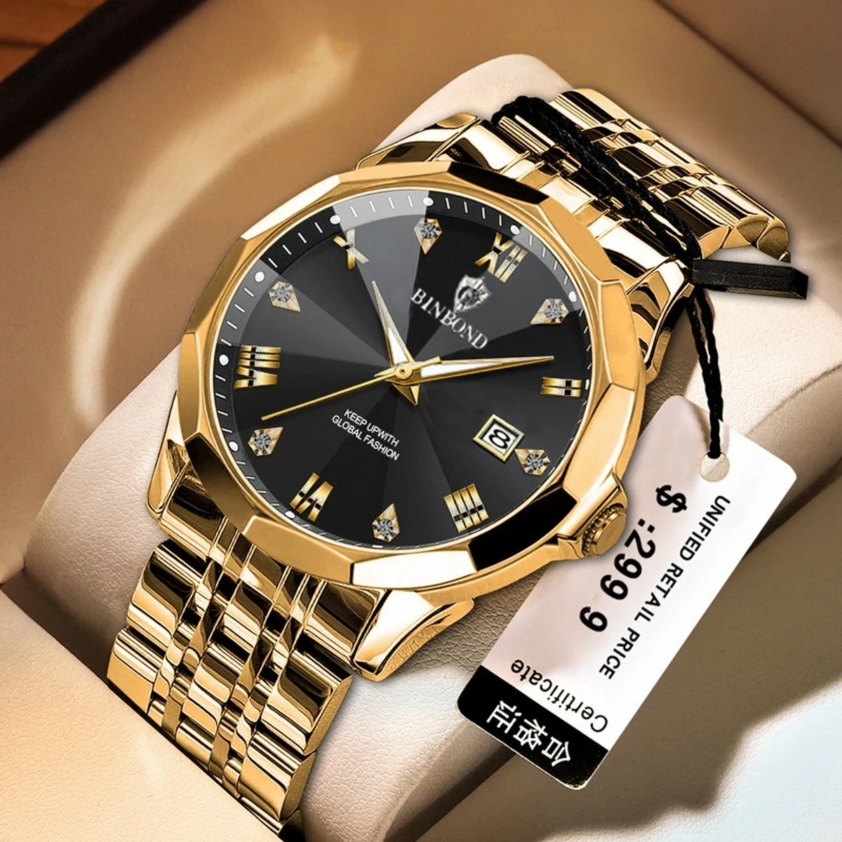 New Binbond 2051 Watch for Men - Golden & Black